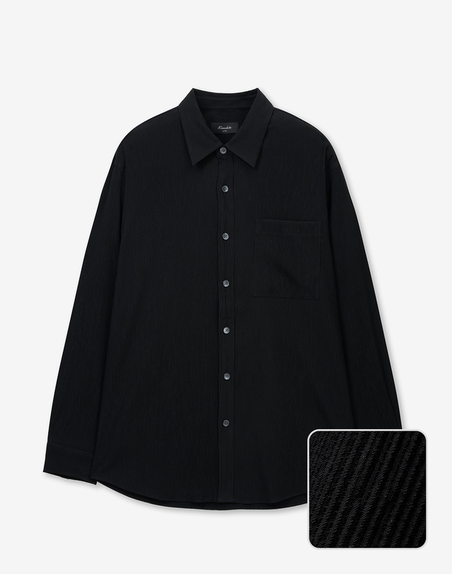 키노시타 바이 티엔지티 Kinoshita Seersucker Shirt (Black) 블랙 착용컷