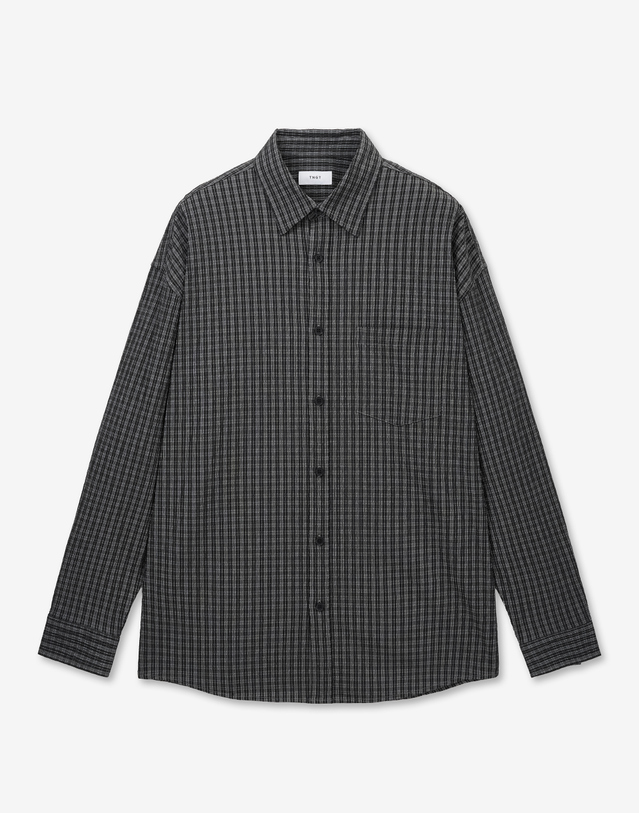키노시타 바이 티엔지티 Kinoshita Seersucker Check Shirt (Black) 블랙 착용컷