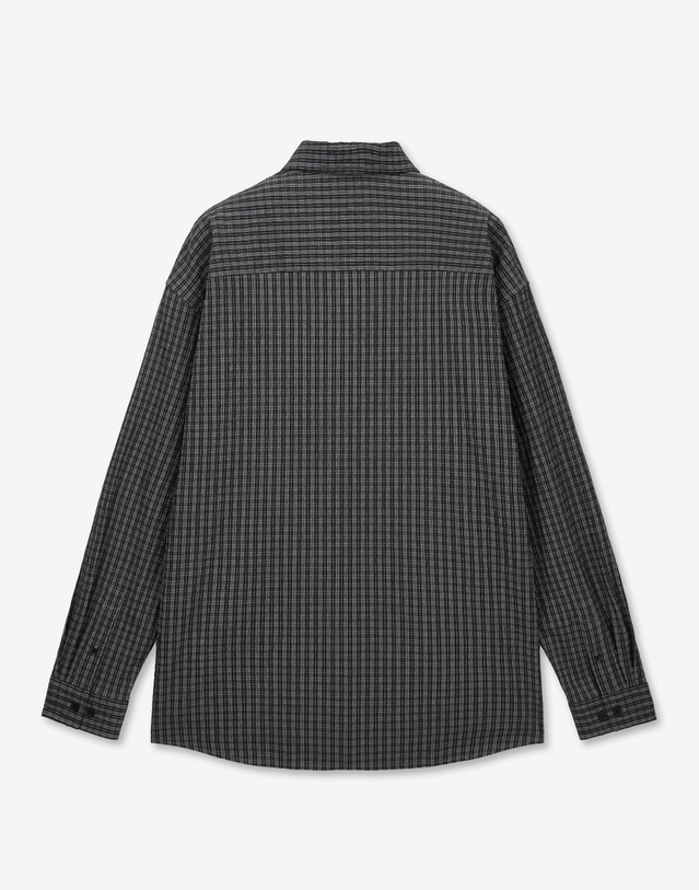 키노시타 바이 티엔지티 Kinoshita Seersucker Check Shirt (Black) 블랙 착용컷