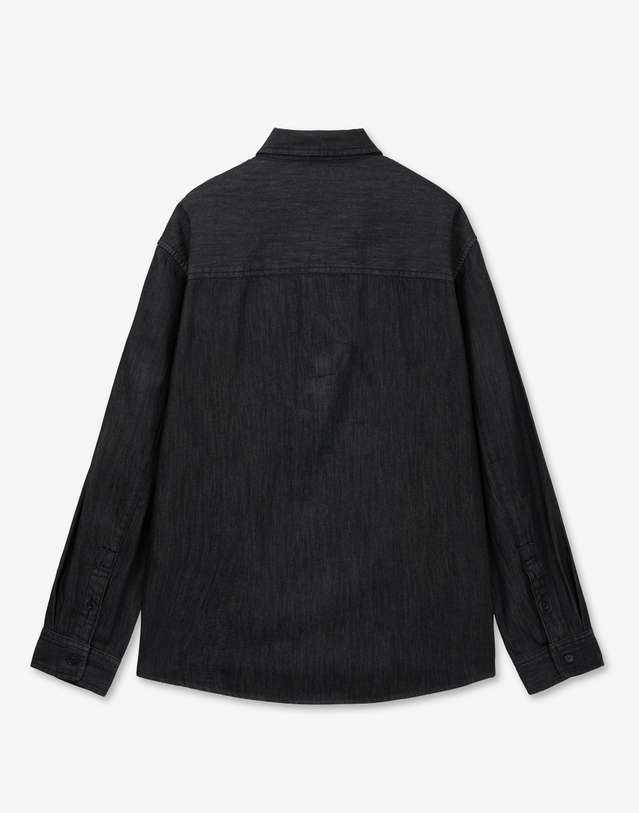 티엔지티 Oversized Denim Shirt (Raw Black) 블랙 착용컷
