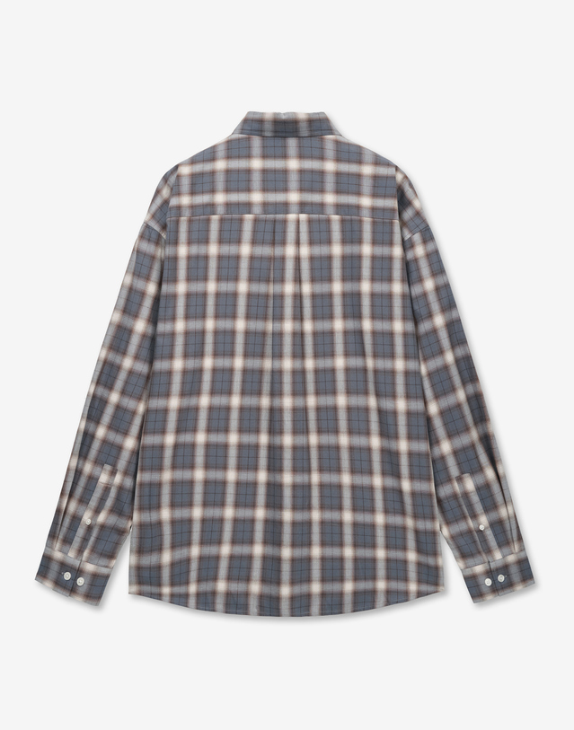 티엔지티 Oversized Check Shirt (Ash Brown) 브라운 착용컷
