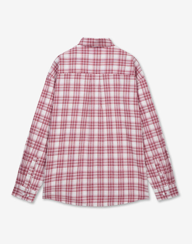 티엔지티 Vintage Seersucker Check Shirt (Red) 레드 착용컷