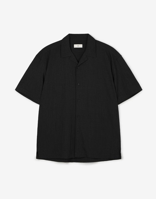 티엔지티 Wrinkled Open Collar Shirt (Black) 블랙 착용컷