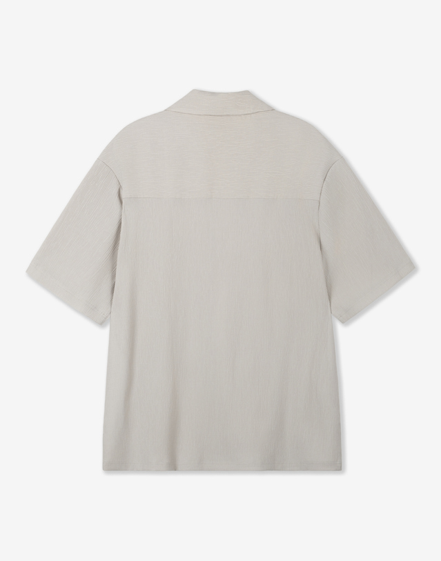 키노시타 바이 티엔지티 Kinoshita Seersucker Open Collar Shirt (Light Beige) 베이지 착용컷