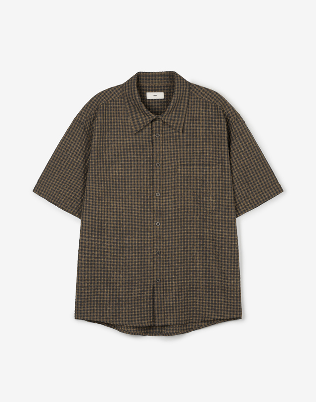 티엔지티 (M) Seersucker Micro Check Shirt (Brown) 브라운 착용컷