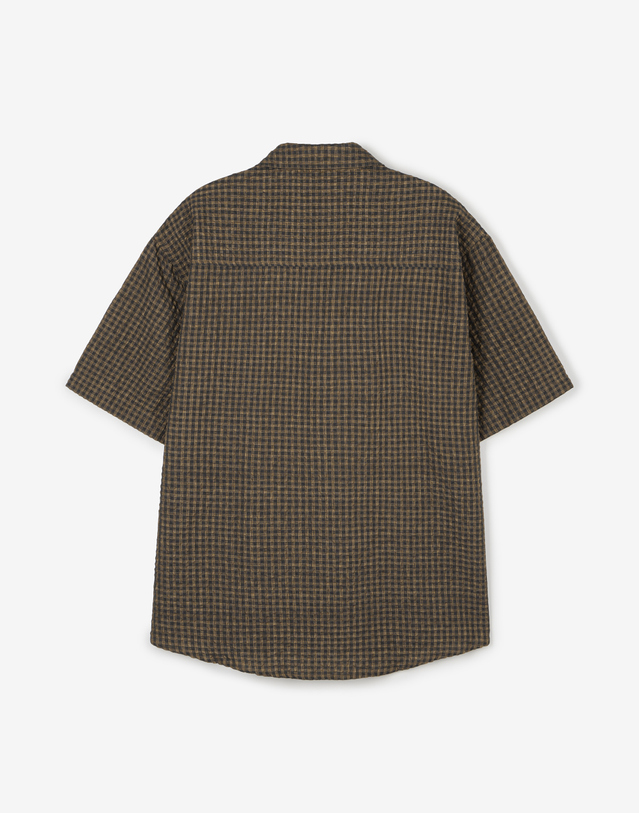 티엔지티 (M) Seersucker Micro Check Shirt (Brown) 브라운 착용컷