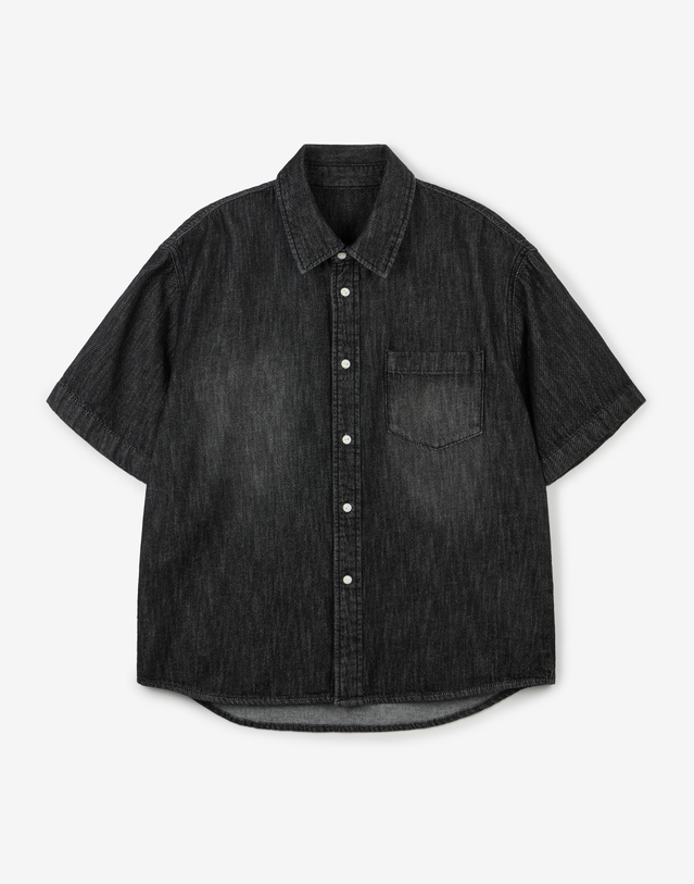 티엔지티 Summer Denim Shirt (Washed Grey) 그레이 착용컷