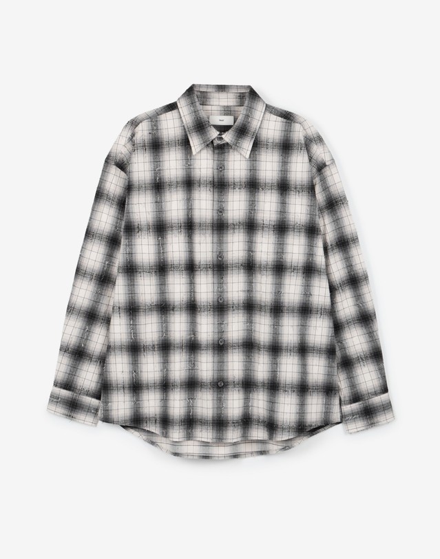티엔지티 Vintage Frayed Check Overshirt (Black) 블랙 상세