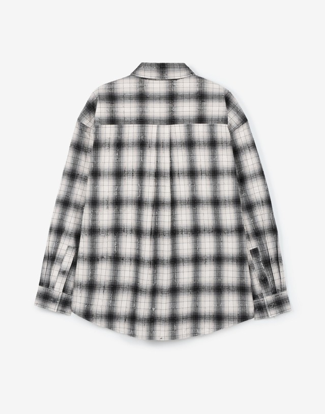 티엔지티 Vintage Frayed Check Overshirt (Black) 블랙 상세
