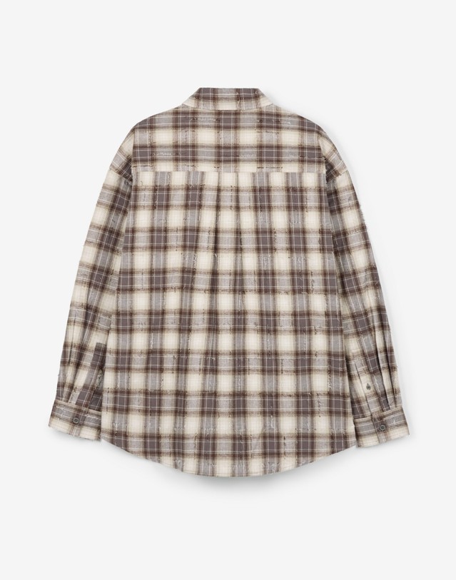 티엔지티 Vintage Frayed Check Overshirt (Brown) 브라운 상세