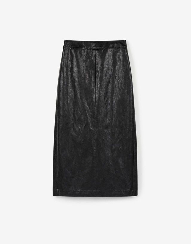 티엔지티 Faux Leather Maxi Skirt (Washed Black) 블랙 상세