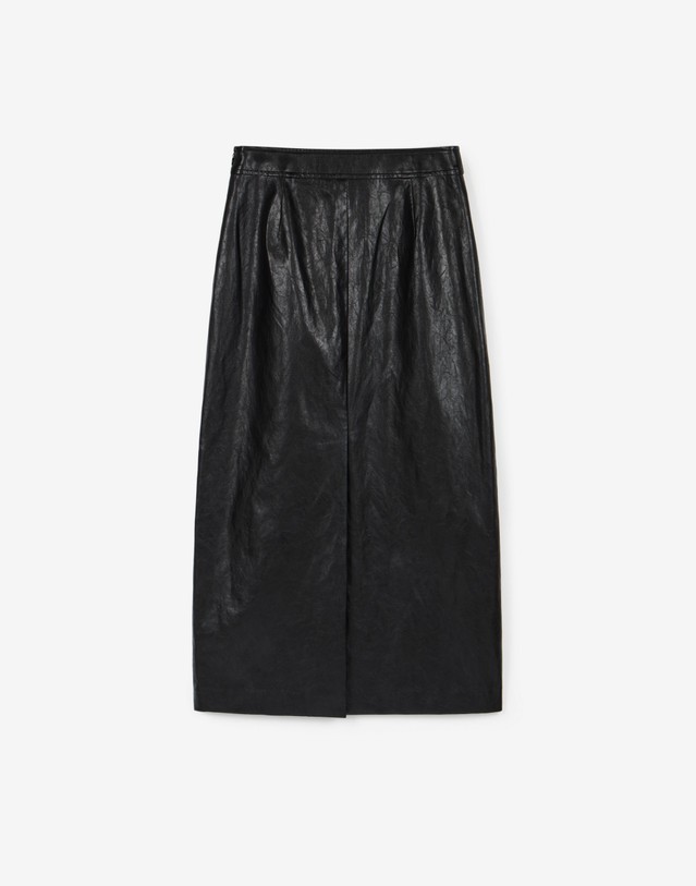 티엔지티 Faux Leather Maxi Skirt (Washed Black) 블랙 상세