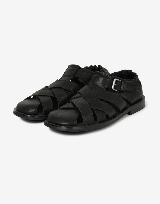티엔지티 [TNGT X Mistake Project] Kinoshita Leather Fisherman sandals (Black) 블랙 착용컷