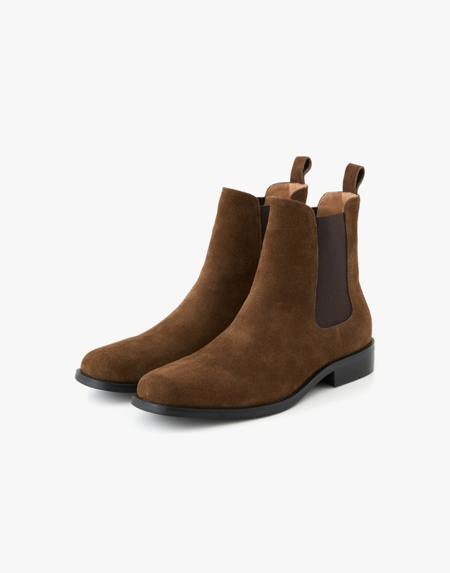 티엔지티 [RMMV X TNGT] Semi-Square Toe Suede Chelsea Boots (Brown) 브라운 착용컷