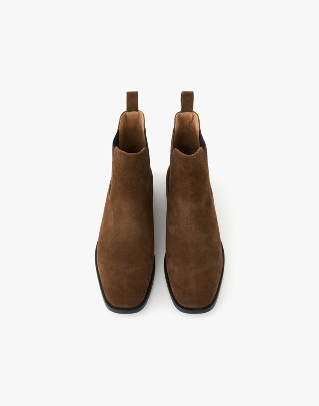 티엔지티 [RMMV X TNGT] Semi-Square Toe Suede Chelsea Boots (Brown) 브라운 착용컷