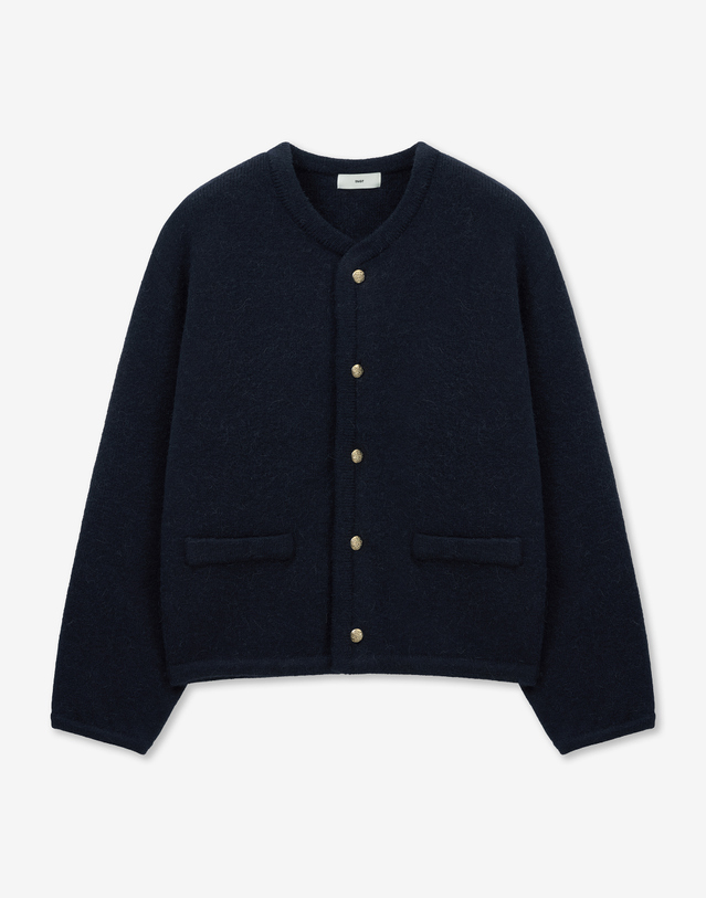 티엔지티 Oversized Mohair Cardigan (Navy) 네이비 착용컷