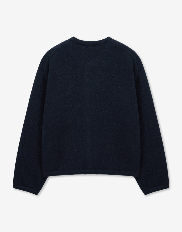 티엔지티 Oversized Mohair Cardigan (Navy) 네이비 착용컷