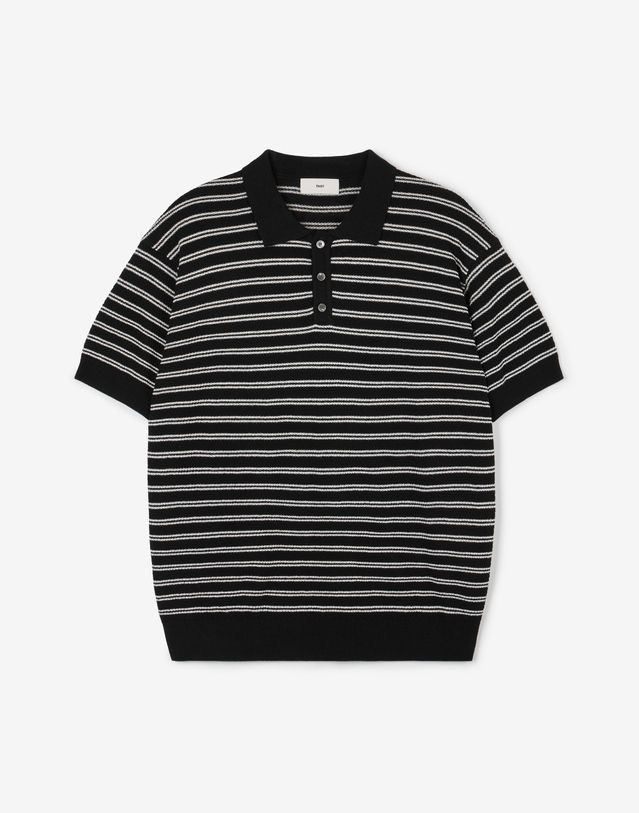 티엔지티 Striped Polo Washable Knit (Black) 블랙 착용컷