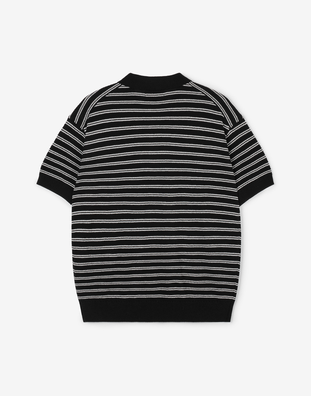 티엔지티 Striped Polo Washable Knit (Black) 블랙 착용컷