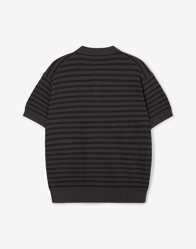 티엔지티 Striped Polo Washable Knit (Greyish Brown) 브라운 착용컷