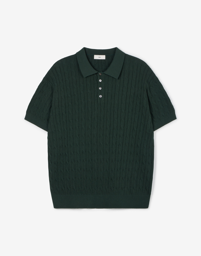 티엔지티 Cable Polo Washable Knit (Green) 초록 착용컷