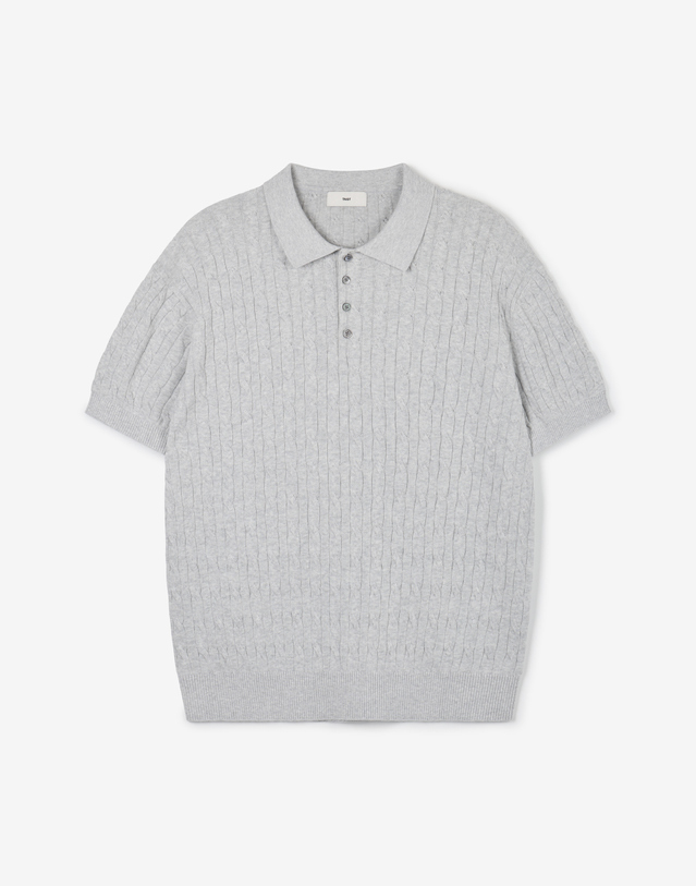 티엔지티 Cable Polo Washable Knit (Melange Grey) 그레이 착용컷