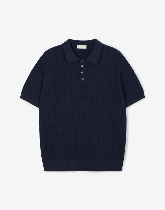 티엔지티 Cable Polo Washable Knit (Navy) 네이비 착용컷