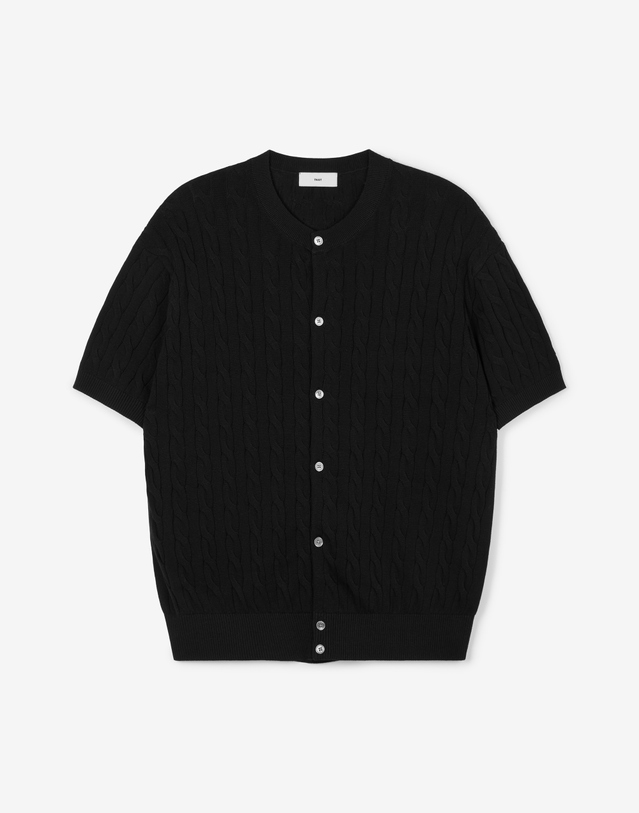 티엔지티 Cable Knit Cardigan (Black) 블랙 착용컷