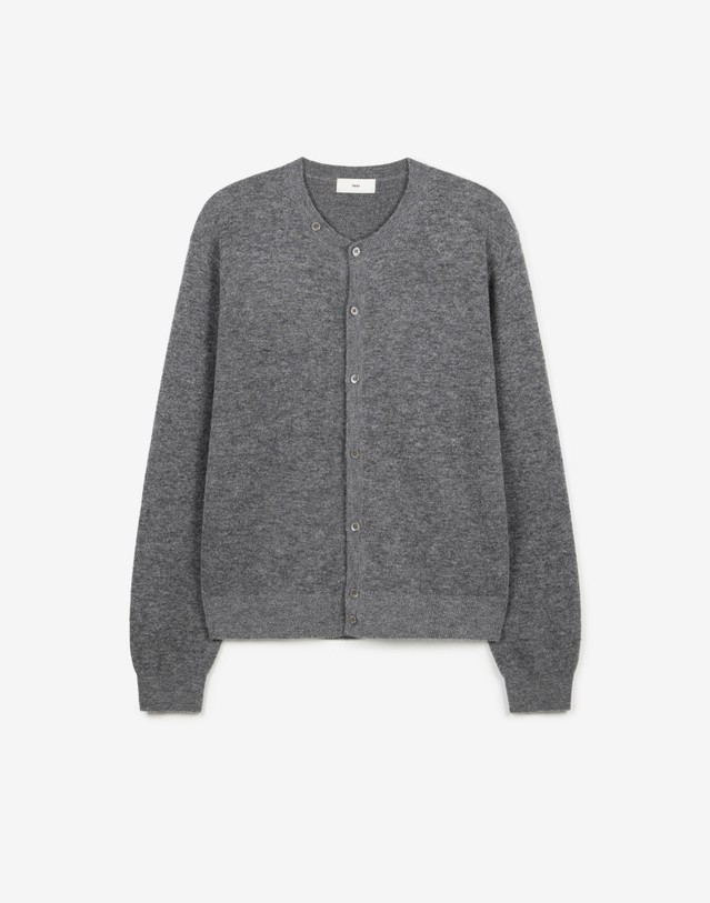 티엔지티 Alpaca Crew Neck Cardigan (Grey) 그레이 상세