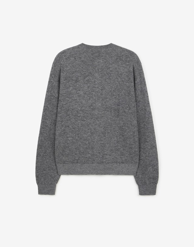 티엔지티 Alpaca Crew Neck Cardigan (Grey) 그레이 상세