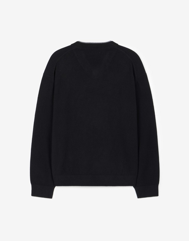 티엔지티 Layered V-Neck Knit (Black) 블랙 착용컷