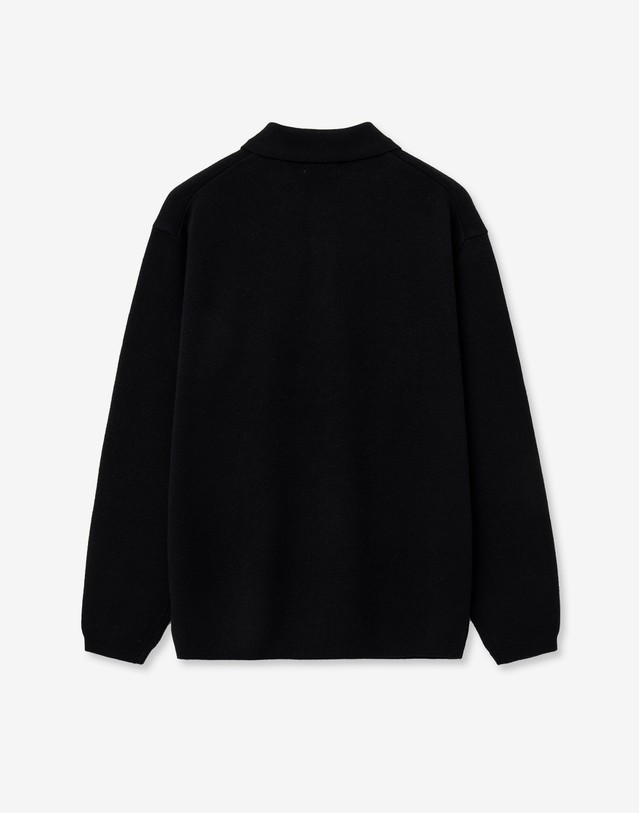 티엔지티 Cashmere-Blend Essential Polo Knit (Black) 블랙 착용컷