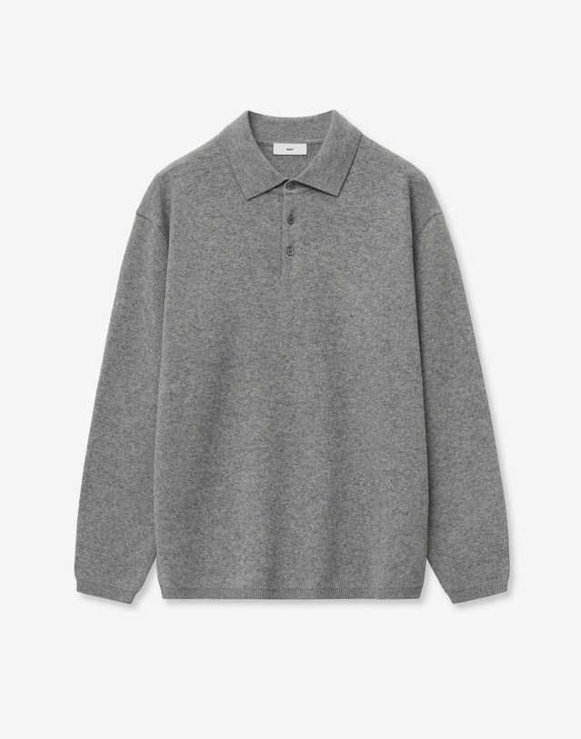 티엔지티 Cashmere-Blend Essential Polo Knit (Grey) 그레이 상세