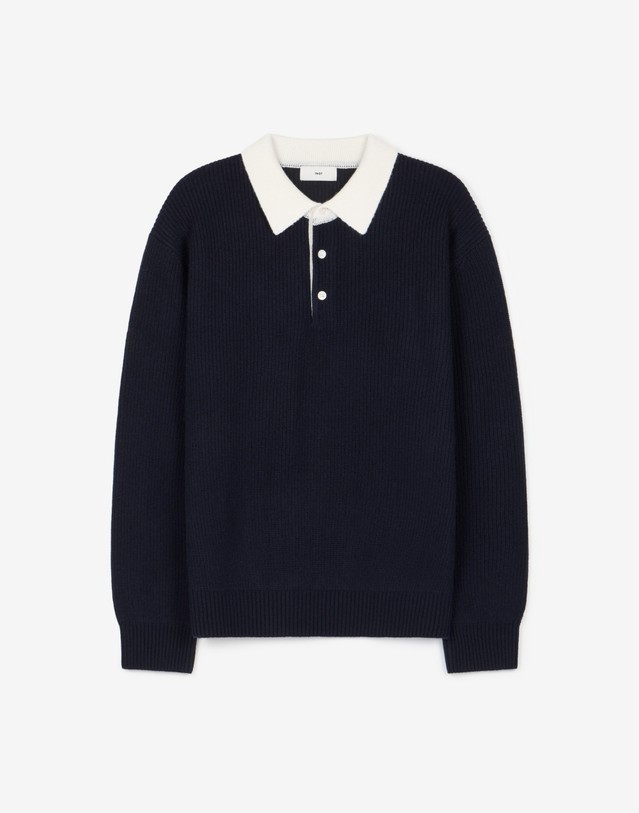티엔지티 Cashmere-Blend Oversized Rugby Polo Knit (Midnight Black) 블랙 상세