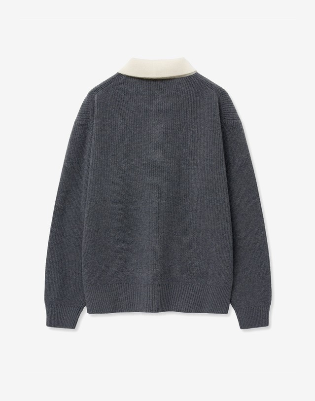 티엔지티 Cashmere-Blend Oversized Rugby Polo Knit (Grey) 그레이 상세