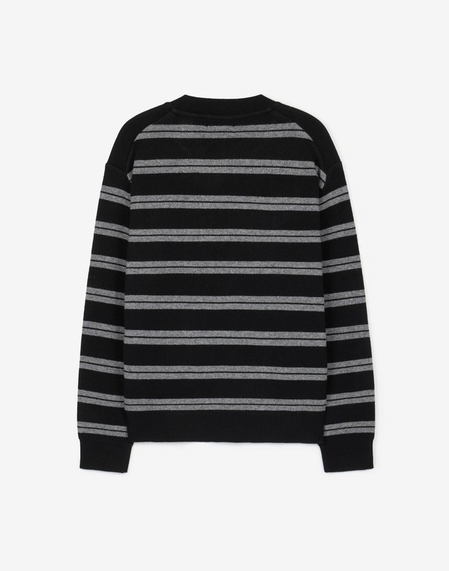 티엔지티 Striped Button-Detail Knit (Black) 블랙 착용컷