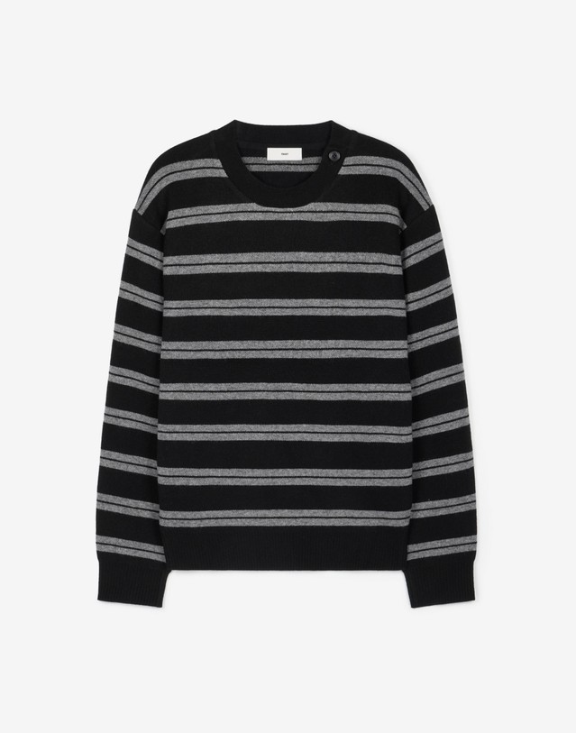 티엔지티 Striped Button-Detail Knit (Black) 블랙 상세