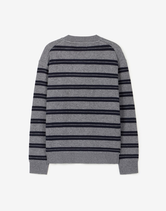 티엔지티 Striped Button-Detail Knit (Grey) 그레이 착용컷