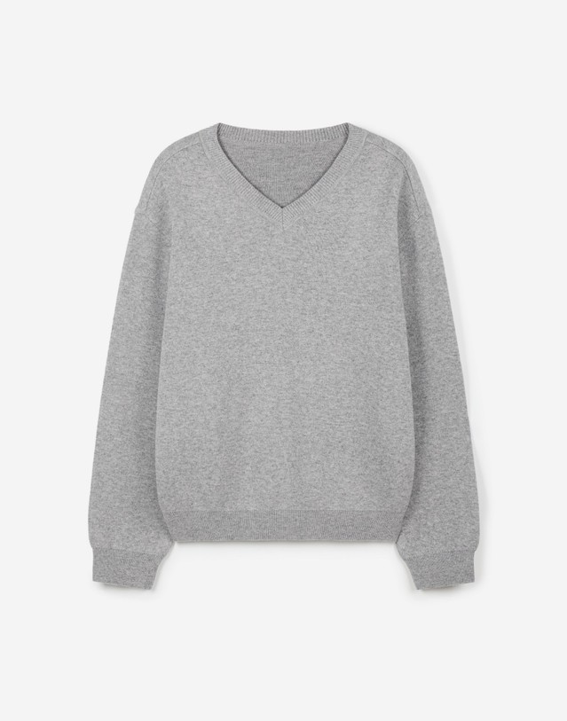 티엔지티 Cashmere Blend V-Neck Knit (Grey) 그레이 상세