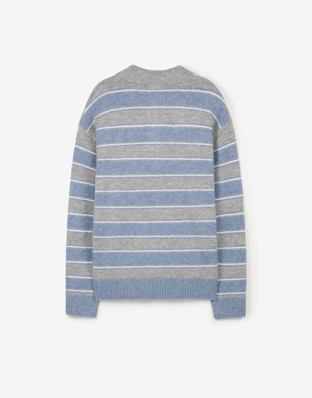 티엔지티 Mohair Multi-Stripe Polo Knit (Grey) 그레이 상세