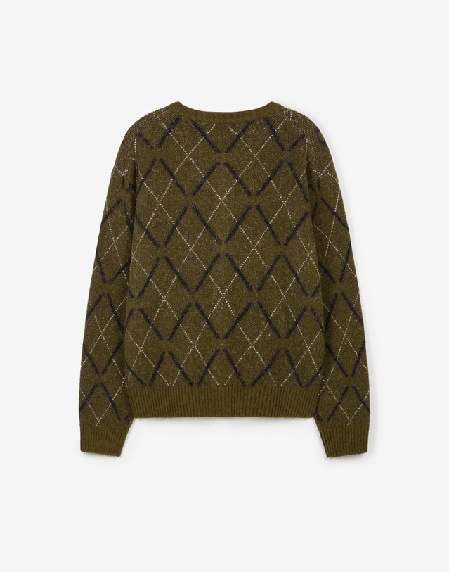 티엔지티 Boucle Argyle Cardigan (Olive Brown) 초록 상세