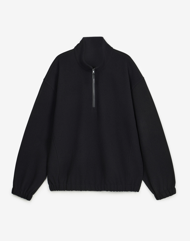 티엔지티 Oversized Fleece Quarter Zip (Black) 블랙 착용컷