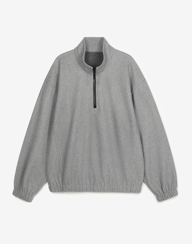 티엔지티 Oversized Fleece Quarter Zip (Grey) 그레이 착용컷