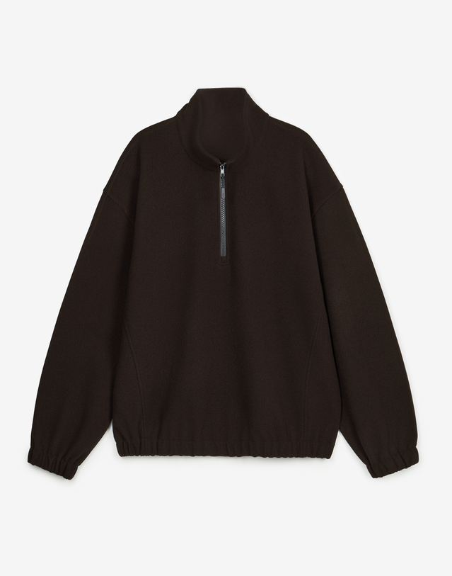 티엔지티 Oversized Fleece Quarter Zip (Brown) 브라운 착용컷