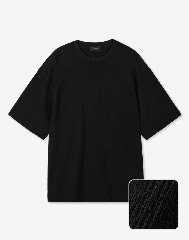 키노시타 바이 티엔지티 Kinoshita Seersucker Tee (Black) 블랙 착용컷