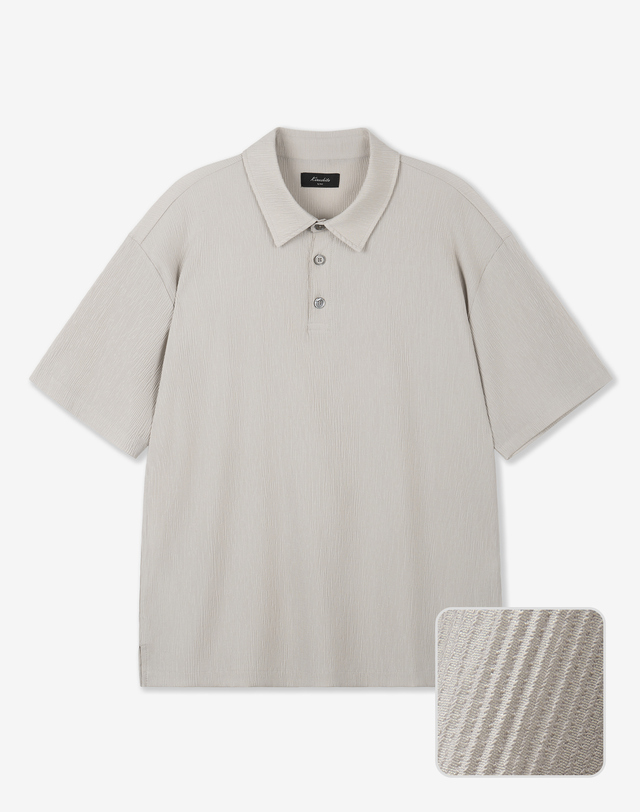 키노시타 바이 티엔지티 Kinoshita Seersucker Polo (Light Beige) 베이지 착용컷