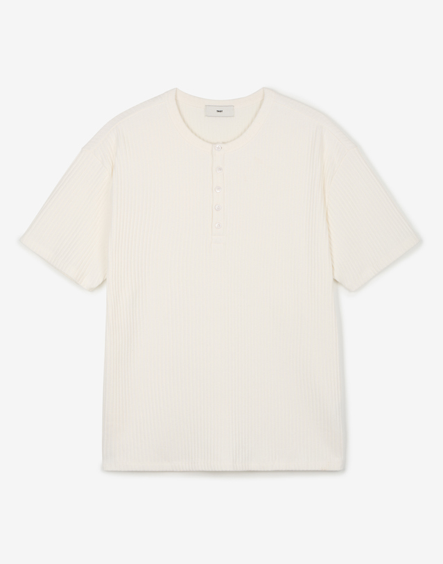 티엔지티 Henley Tee (Ivory) 아이보리 착용컷