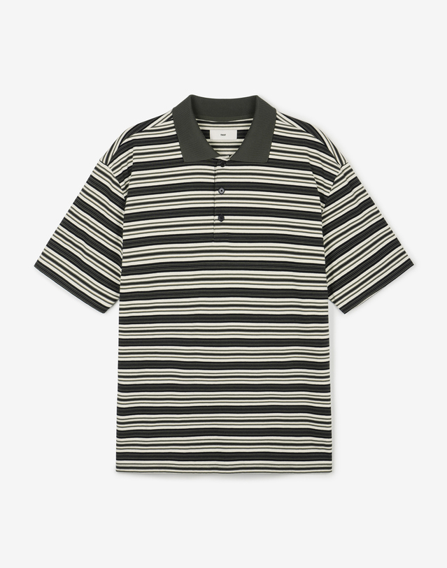 티엔지티 Stripe Polo (Khaki) 카키 착용컷