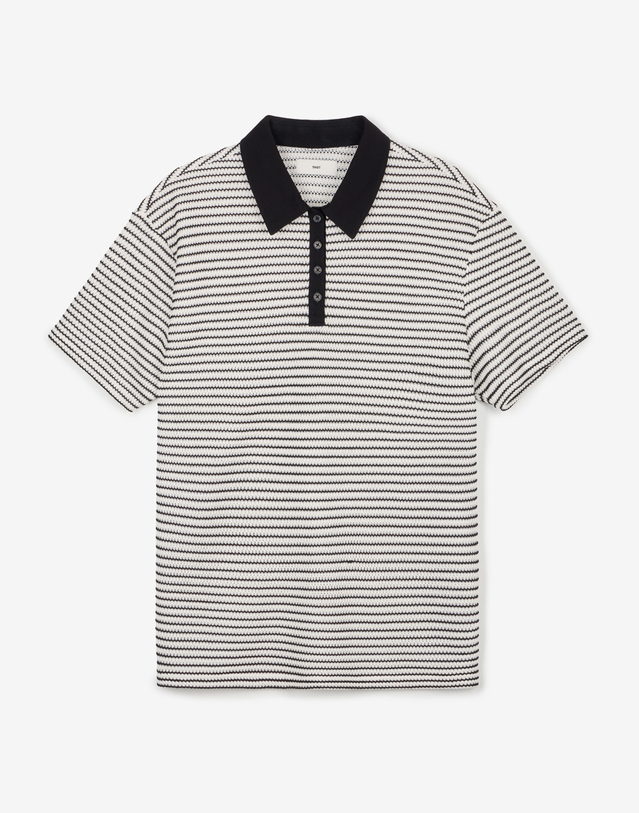 티엔지티 Crochet Striped Polo (Black) 블랙 착용컷