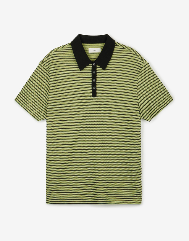 티엔지티 Crochet Striped Polo (Light Green) 초록 착용컷